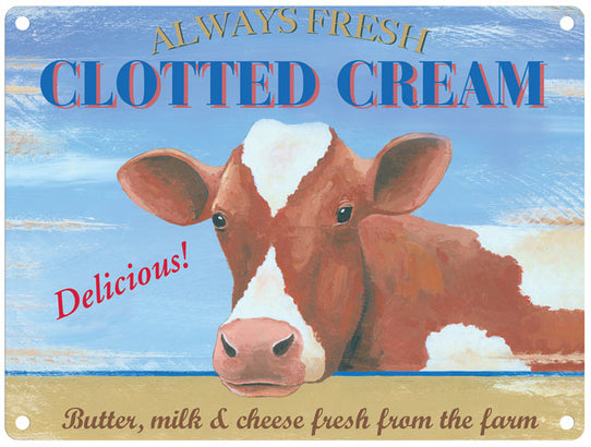 Clotted Cream Cow by MArtin Wiscombe metal sign