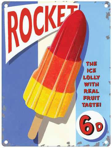 Rocket Lolly metal sign