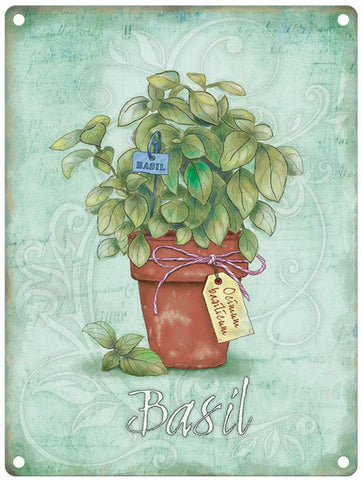 Basil herb in pot sign