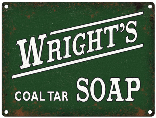 Wright coal tar soap metal sign