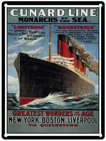 Cunard Line monarchs of the sea vintage metal sign