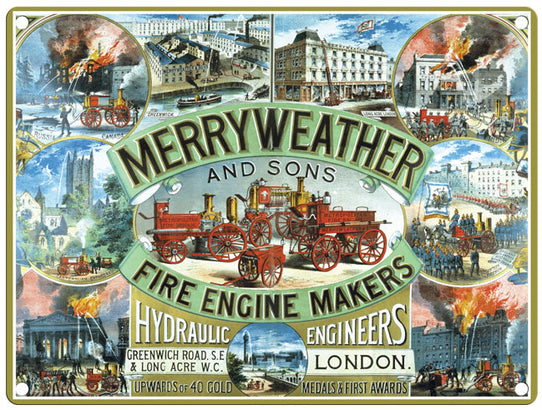 Merryweather Fire Engine Makers metal sign