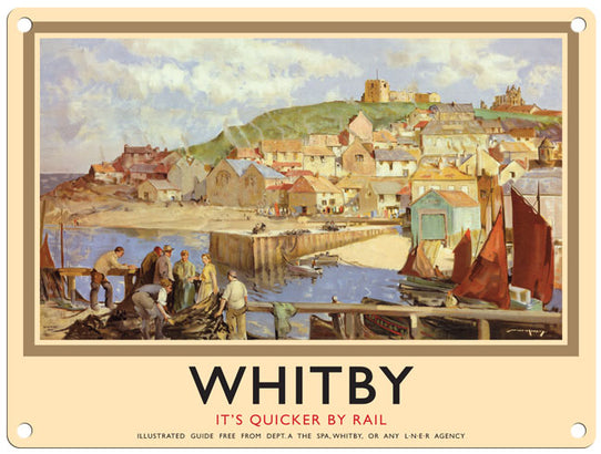 Whitby Harbour scene metal sign
