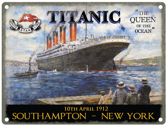 Titanic Southampton to New York metals sign