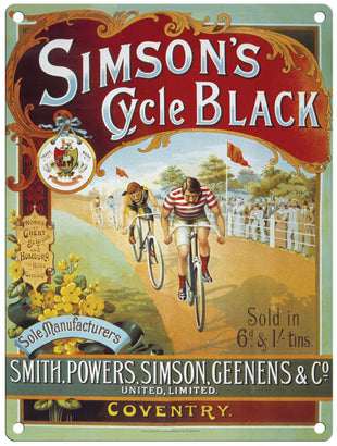 Simson's Cycle Black metal sign