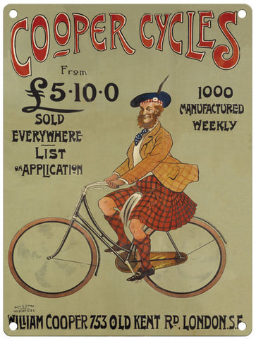 William Cooper Cycles vintage metal sign