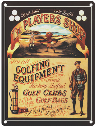The players shop golfing equipment metal sign