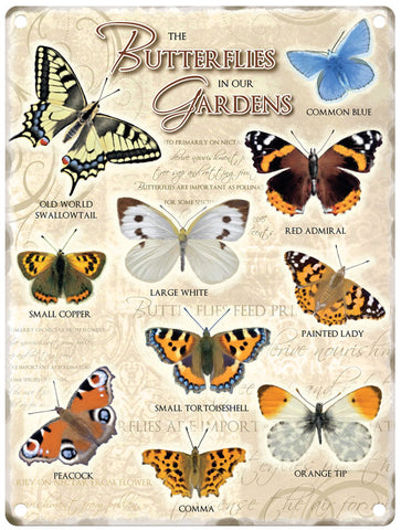 Butterflies in our garden metal sign