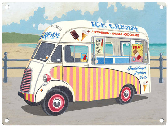 Stripy Ice Cream Van - Martin Wiscombe metal sign