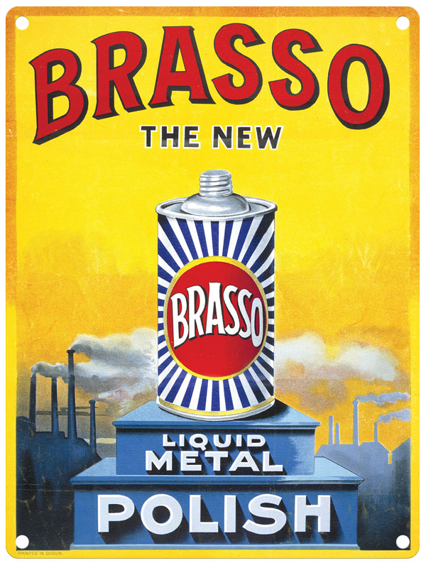 Vintage Old British Make Brasso Metal Polish Ad Round Shape Litho