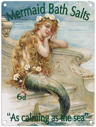 Mermaid Bath Salts metal sign