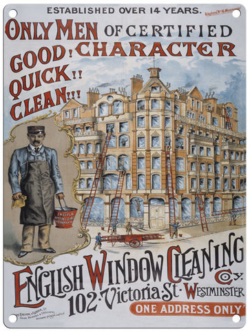 English Window Cleaning vintage metal sign