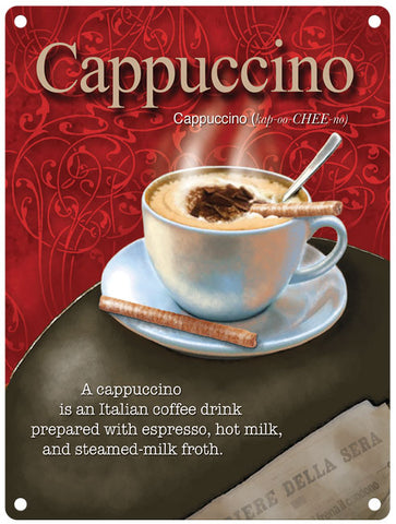 Cappuccino Coffee metal sign