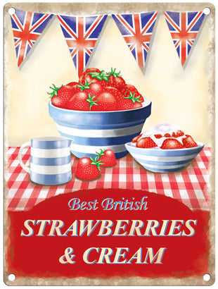 Best British Strawberries and Cream metal sign
