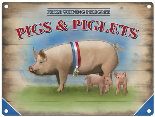 Pigs and Piglets metal sign