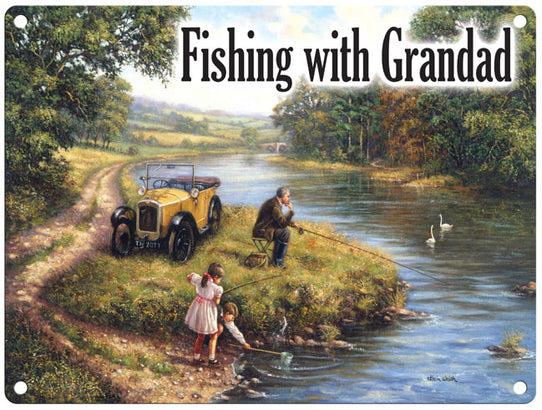 Fishing with Grandad metal sign