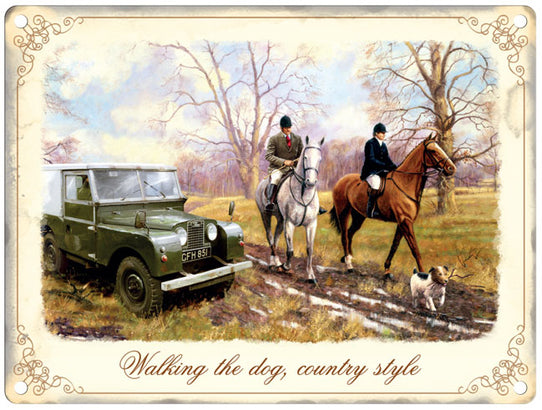 Walking the dog country style - Horses with Land Rover