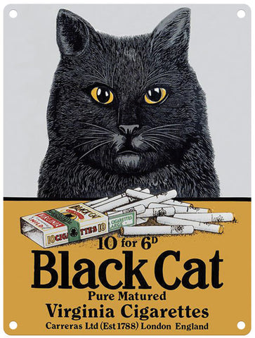 Black Cat Virginia Cigarettes vintage metal sign