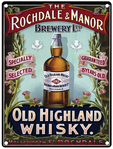 Rochdale & Manor Brewery Highland Whisky metal sign