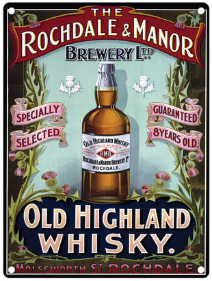 Rochdale & Manor Brewery Highland Whisky metal sign