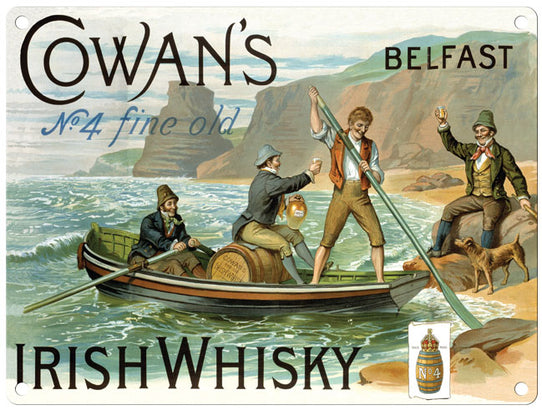 Cowans Irish Whisky vintage metal sign