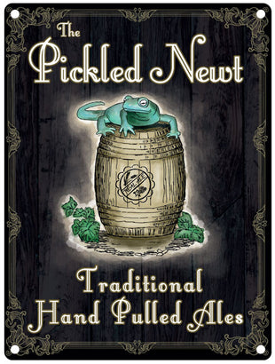 The Pickled Newt pub metal sign