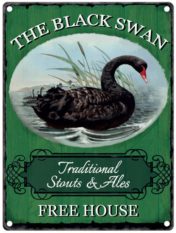 The Black Swan metal Pub Sign 