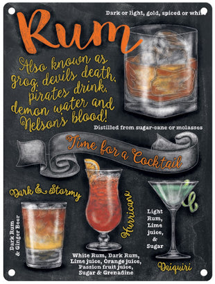 Rum Cocktail recipe metal sign