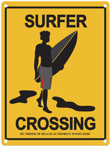Surfer crossing metaal sign