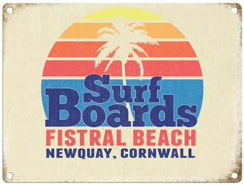 Surf Boards Fistral Beach Newquay metal sign