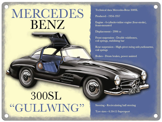 Mercedes Benz 300sl Gullwing metal sign