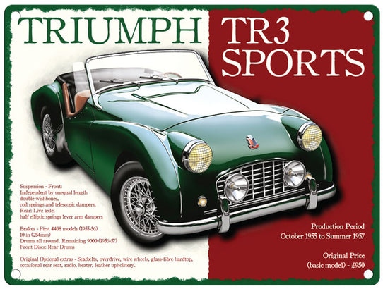 Triumph TR3 sports metal sign