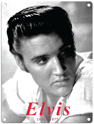 Elvis black and white portrait metal sign