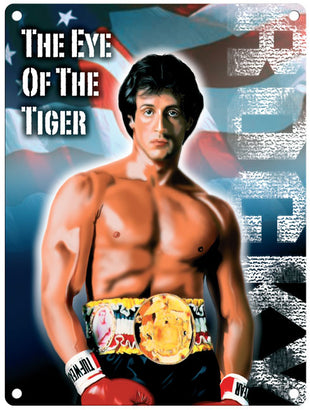 The eye of the tiger metal sign