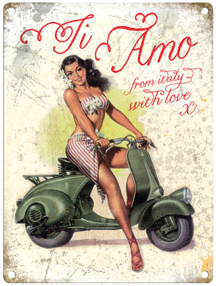 Vespa Ti Amo from Italy metal sign
