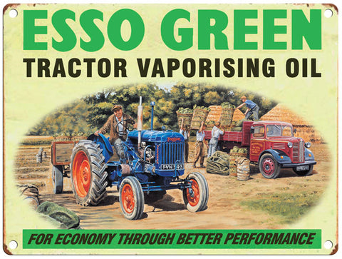 Esso Green tractor metal sign