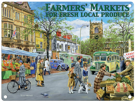 Farmers Markets for fresh local produce metal sign