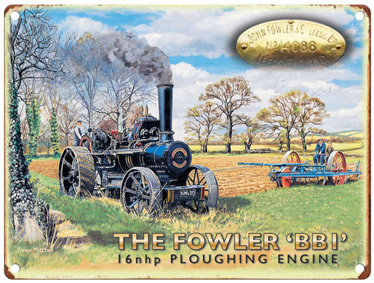 The Fowler BBI ploughing engine metal sign