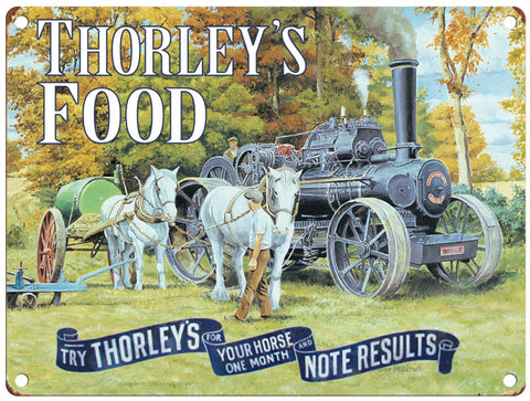 Thorleys Food steam engine metal sign