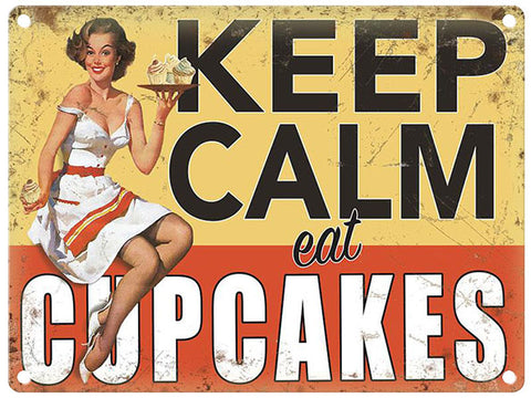 Keep Calm Eat Cupcakes (Woman White Dress)