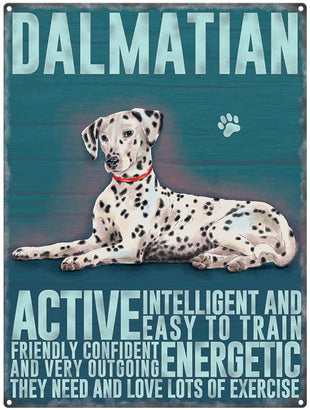 Dalmation dog characteristics metal sign