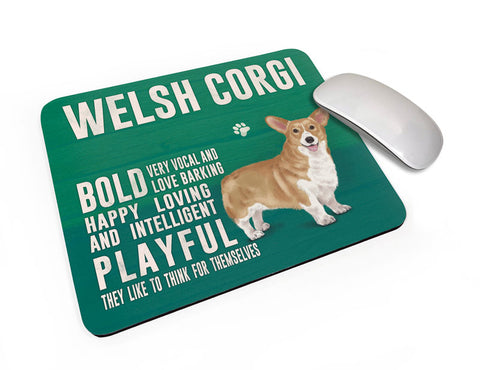 Welsh Corgi dog characteristics mouse mat.