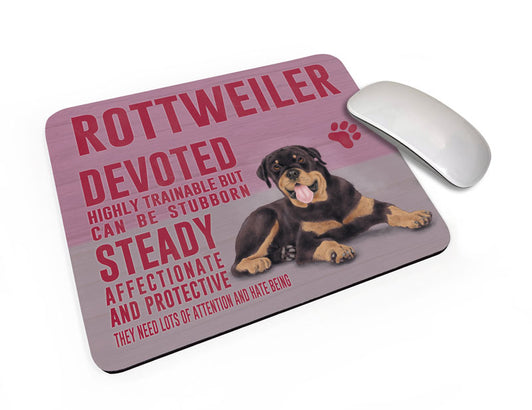 Rottweiler dog characteristics mouse mat.