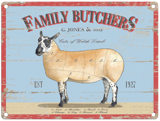 Family butchers metal sign