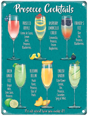 Prosecco Cocktail recipes metal sign