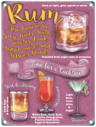 Rum Cocktail recipe metal sign