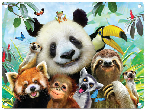 Zoo selfie Panda, Red Panda, Monkey, Toucan.