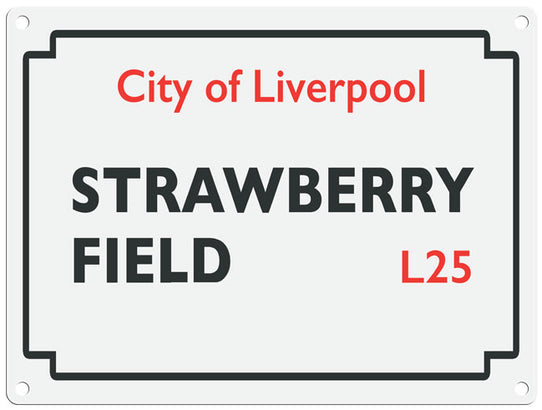 Strawberry Field Liverpool L25 metal street sign
