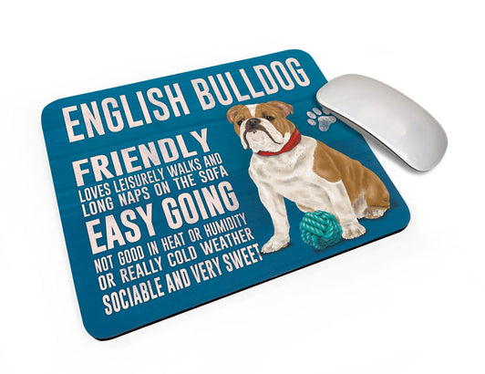 English Bulldog characteristics mouse mat.