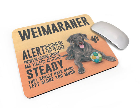 Grey Weimaraner characteristics mouse mat.